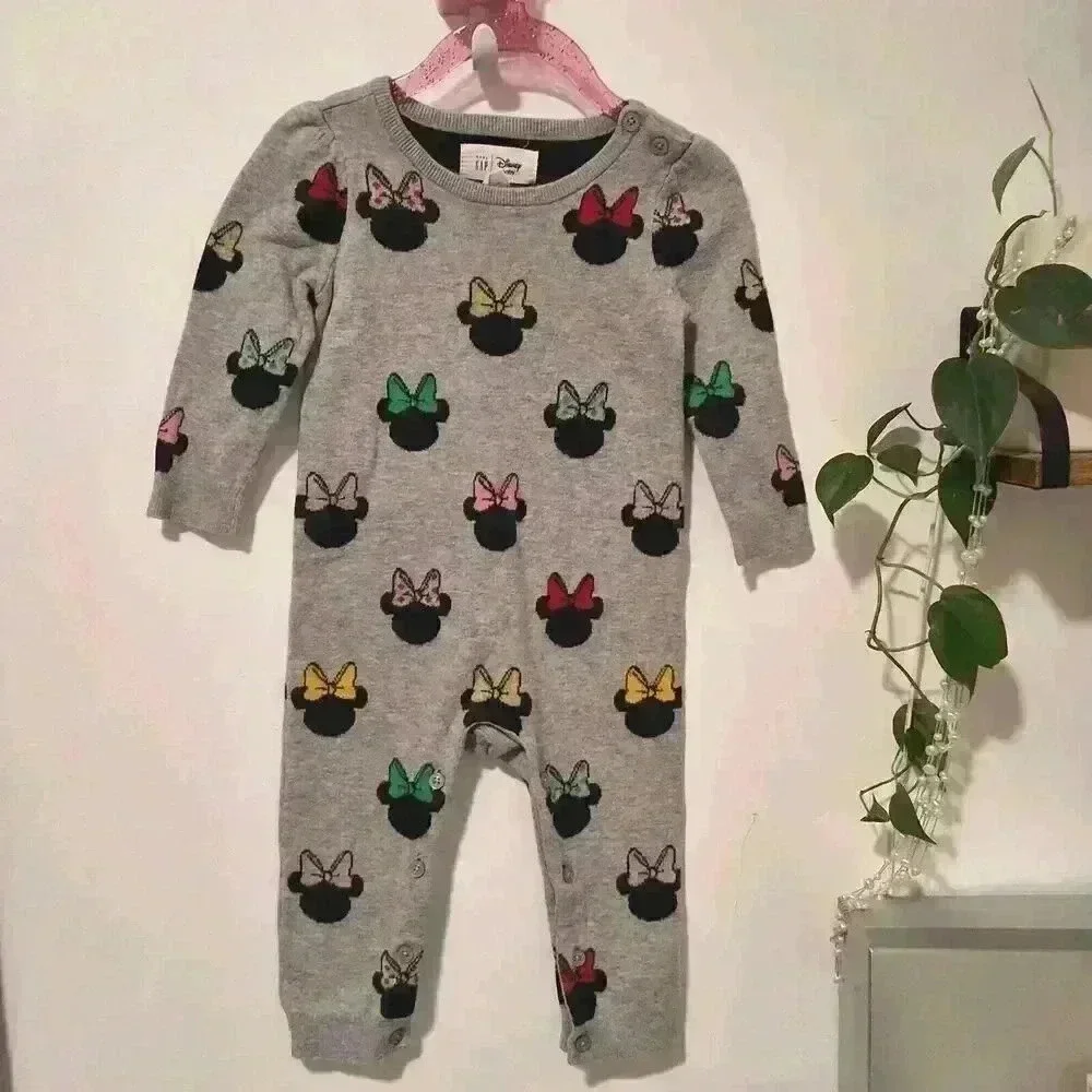 BABY GAP Grey Minnie Knit Romper12-18M‎